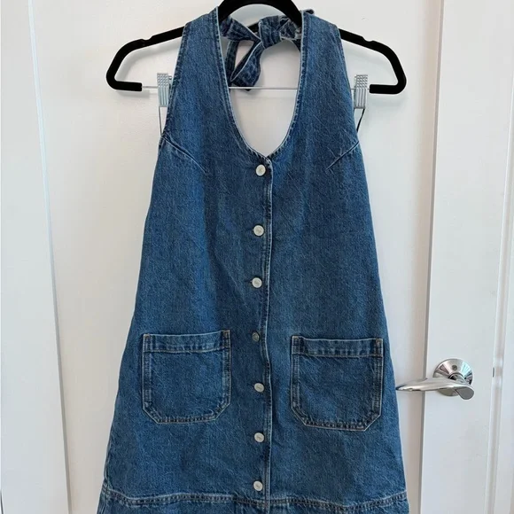 NWT👍Reformation Denim Pinafore Dress | Button Front | Medium Blue | Size S - Picture 2 of 4